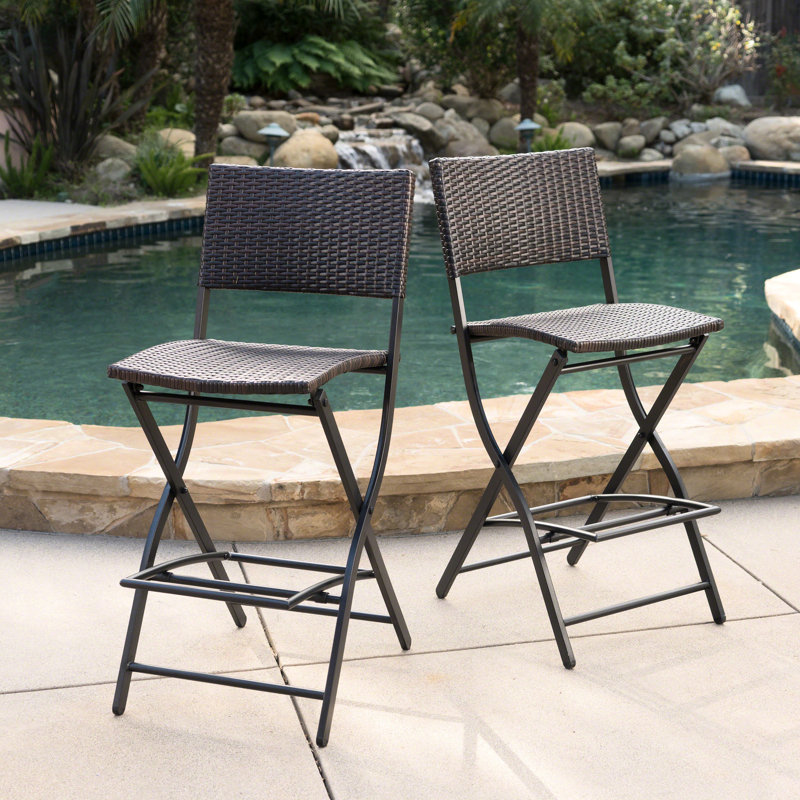 2 chaises de bar extérieures - faux, patio de construction, 2 pliables