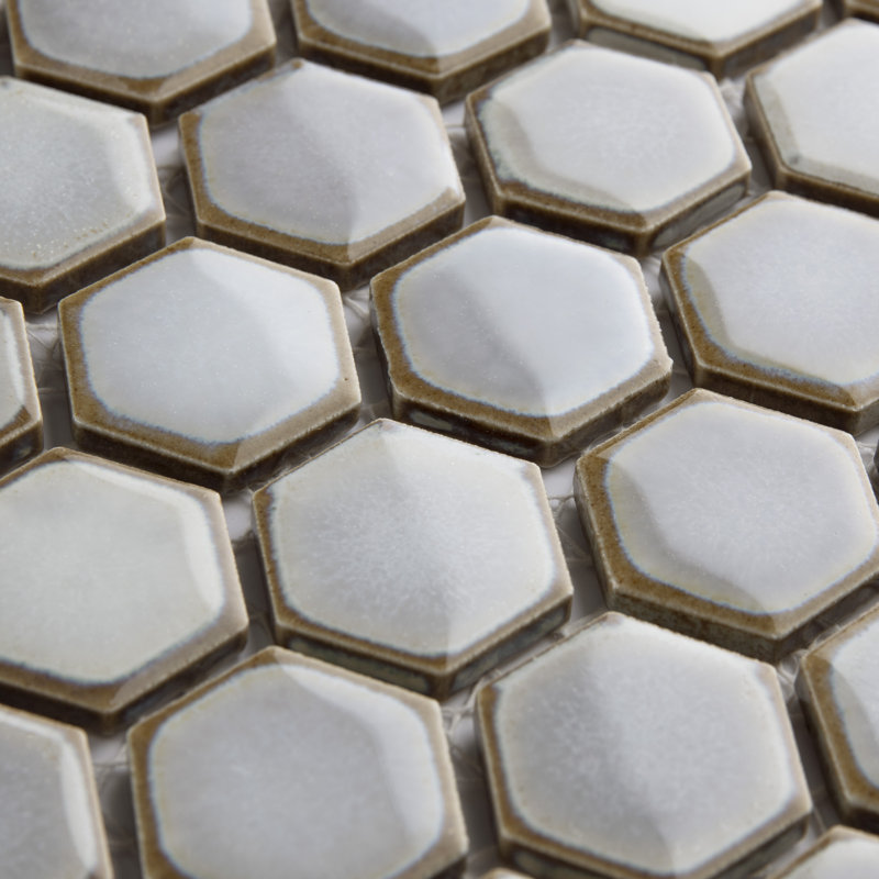 Hudson 1" x 1" Porcelain Honeycomb Mosaic Wall & Floor Tile, Gray Eye