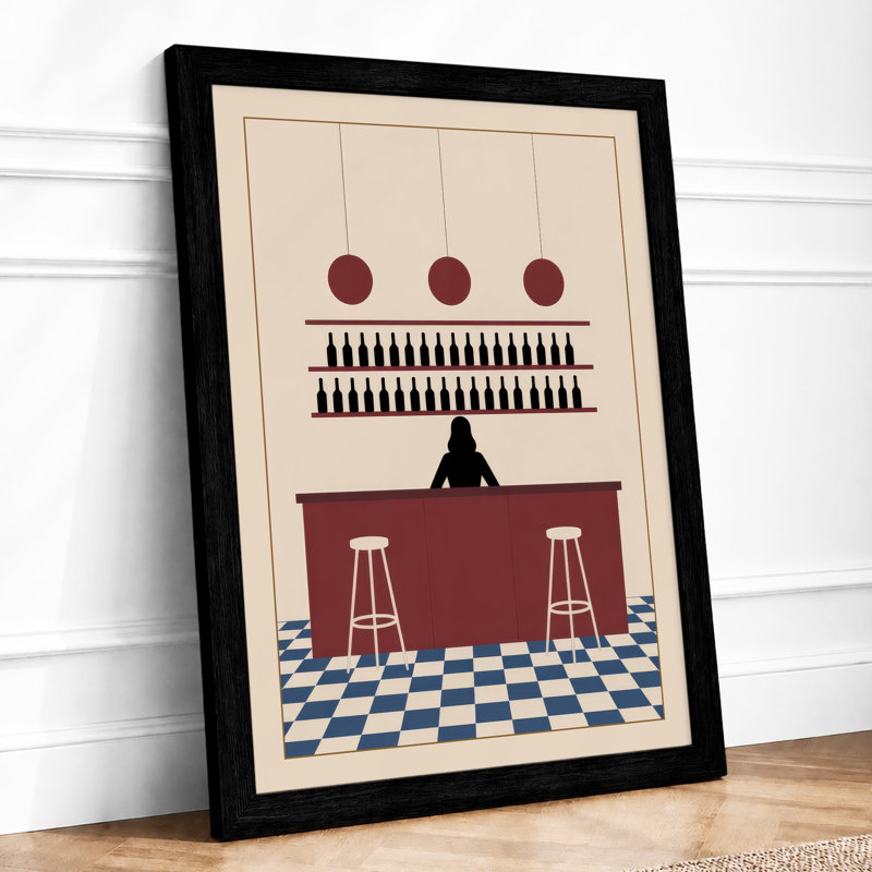 Bar Interior Art Deco - Framed Print, A4 - 29.7 x 21.0 cm, Black