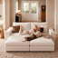 Causeuse modulaire 81,1 po, causeuse modulaire confortable, 2 sièges profonds et 2 repose-pieds avec rangement