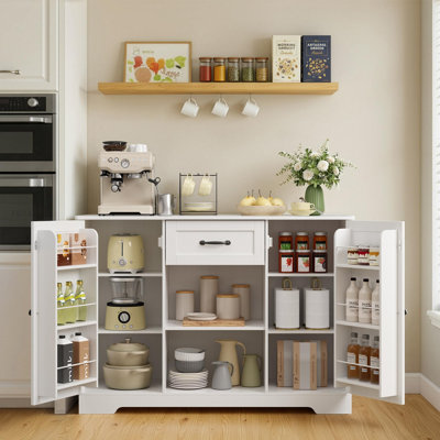 Buffet de style champêtre de 45,7 pouces avec 2 portes, 1 tiroir et des étagères ouvertes