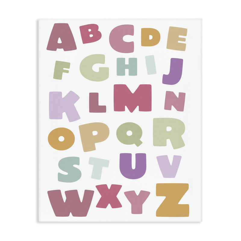 Toile de lettres de l'alphabet en sourdine, design par Susan Ball, H 20 po x l 16 po