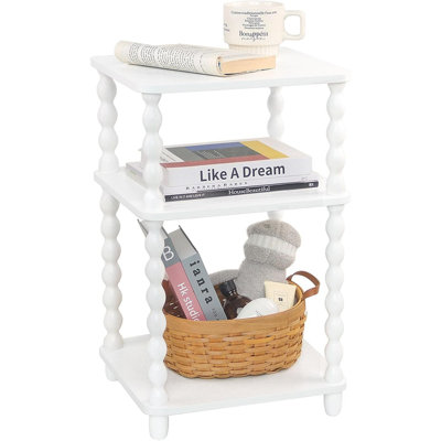 Small Side Table With 3 Tier Open Shelf, Modern Nightstand Bedside Table For Living Room, Bedroom, Office And Small Spaces – White – 3 Tier Open Shelf / Wood‑Like Material / Modern Style