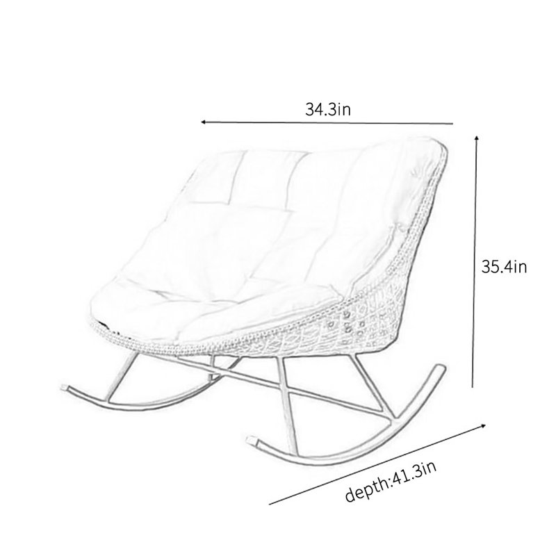 Chaise berçante décontractée simple et moderne, Gris / Blanc cassé, Gris
