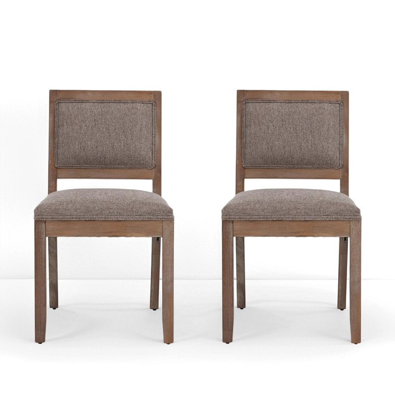 Linen Upholstered Side Chair, Brun