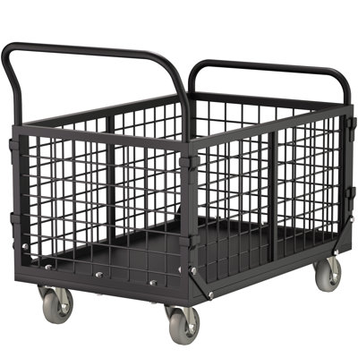 5-in-1 Heavy-Duty Folding Platform Cart with Cage, 1800 lb Capacity Utility Truck with 360° Swivel Wheels, Convertible Hand Truck & Dolly for Warehouse, Garage & Moving