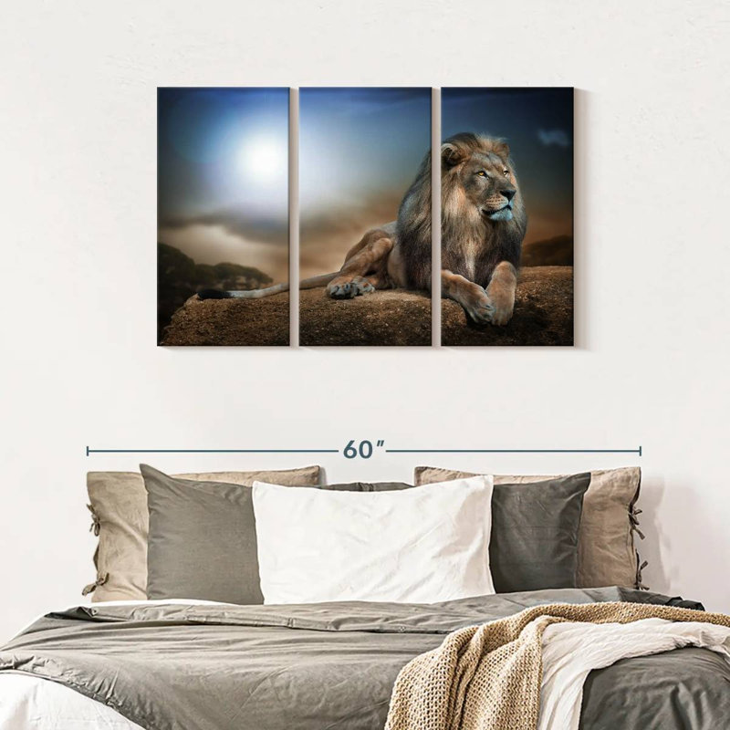Roi lion sur toile, ensemble de 3 pièces, H 45 po x l 28 po x P 1,25 po