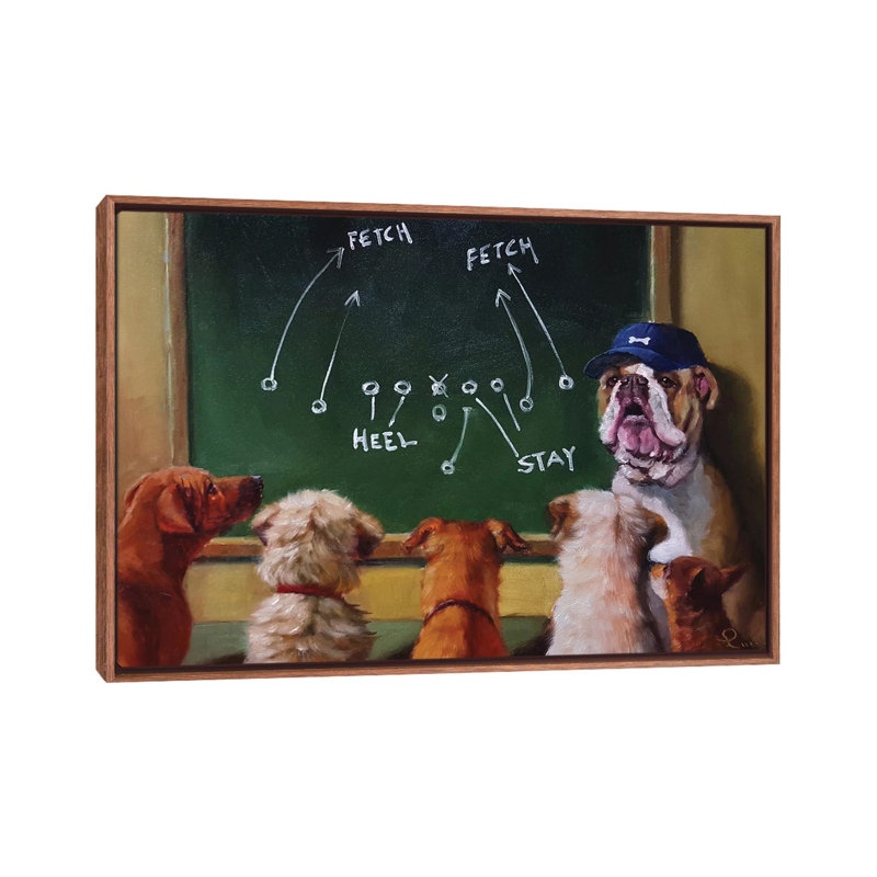 «Game Plan», art encadré, Toile classique avec cadre brun, H 26 po x l 40 po x 1,5 po
