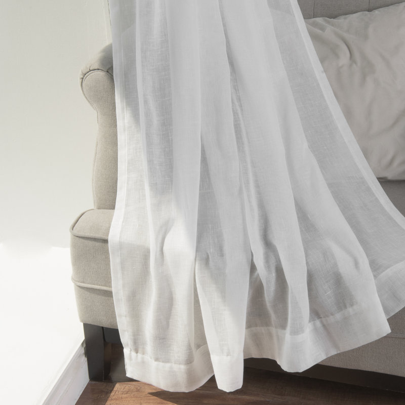 Jaylene Sheer Tie Top Curtain, White, 52" x 84"