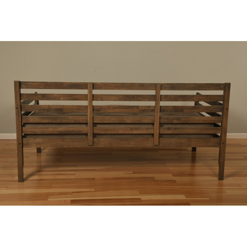 Alhamdi Solid Wood Daybed, Rustic Walnut, Linen Stone Sunbrella®