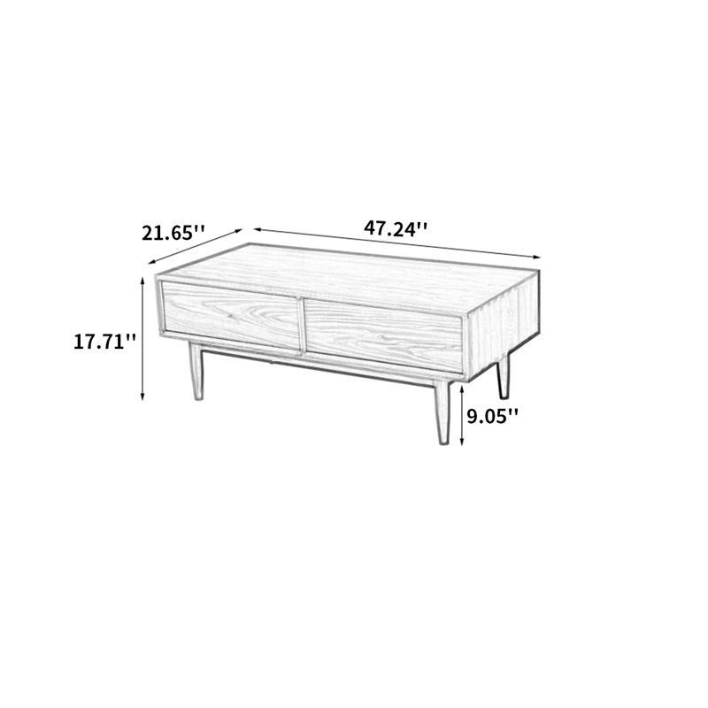 Table basse moderne et simple en cerisier, H 17,71 po x L 47,24 po x l 21,65 po