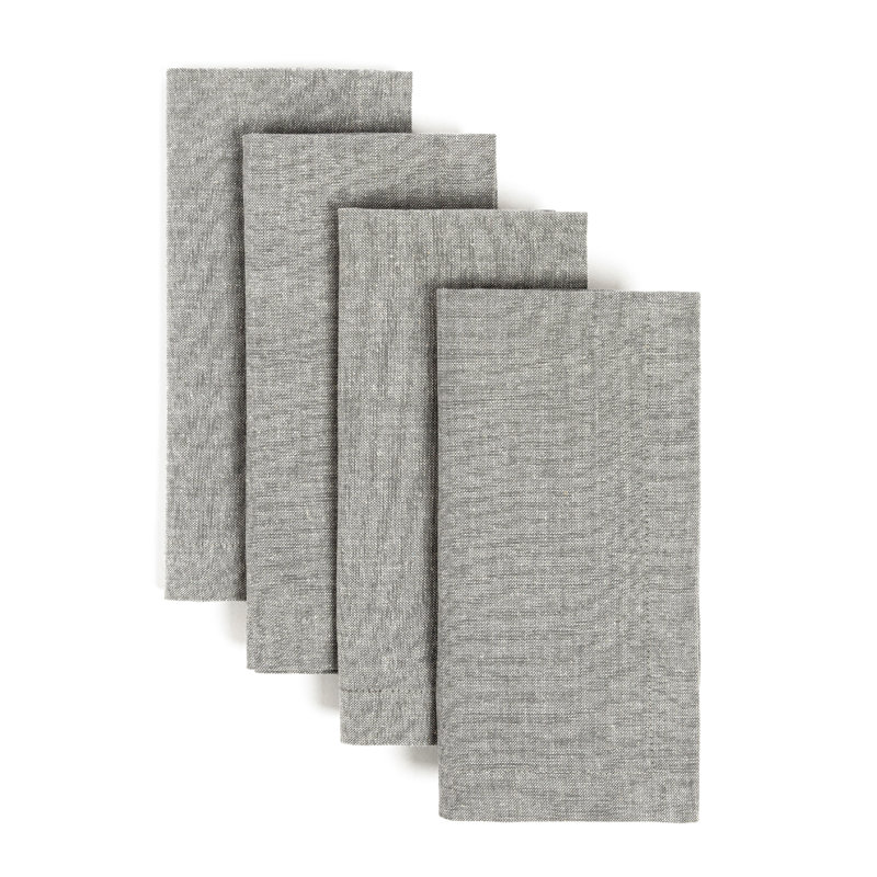 Serviettes en tissu lavées par-dessus et à l'envers, Gris clair