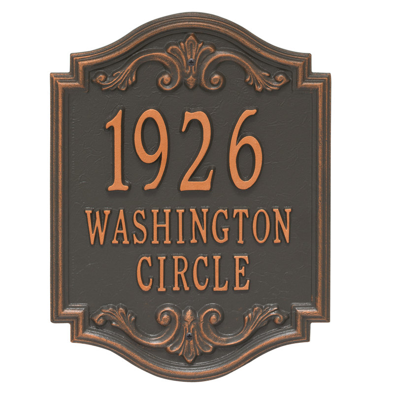 Signature Series 3-Line Wall Address Plaque, Copper, Forged Copper, Yes