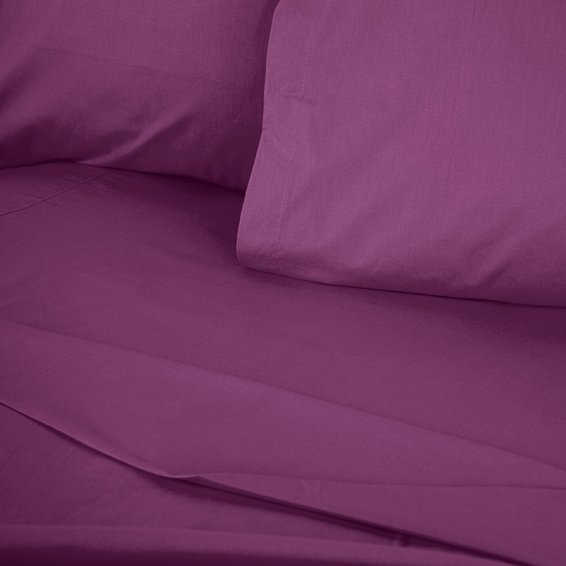 100% Cotton Ranforce Fitted Sheet, Purple, 55.1 x 78.7 + 11.8 inches | 155 Thread Count, Machine Washable at 86°F | Soft, Durable, and Comfortable Bedding for Luxurious Sleep Experience