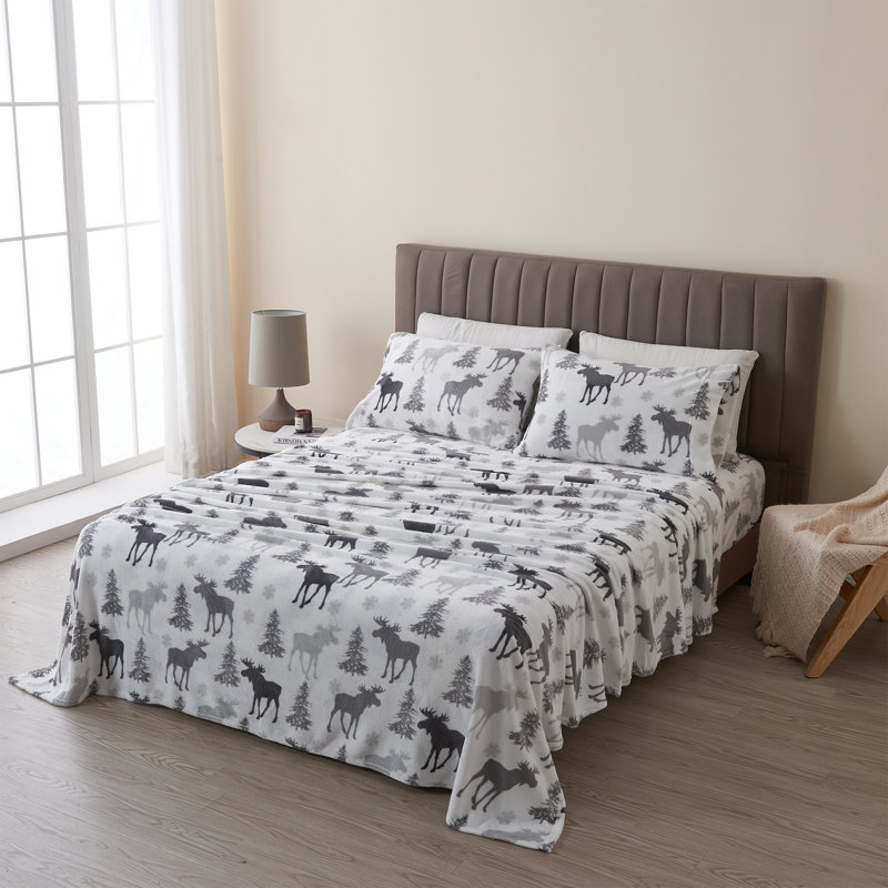 Ensembles de draps en velours ultra doux, Jumeau, Orignal