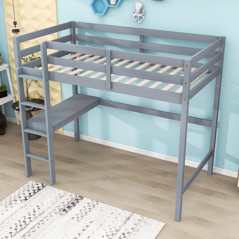 Gress Kids Twin Loft Bed, Gray