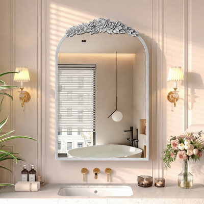 Vintage Recessed or Surface Medicine Cabinet Mirror with Adjustable Shelf & Jewelry Hooks