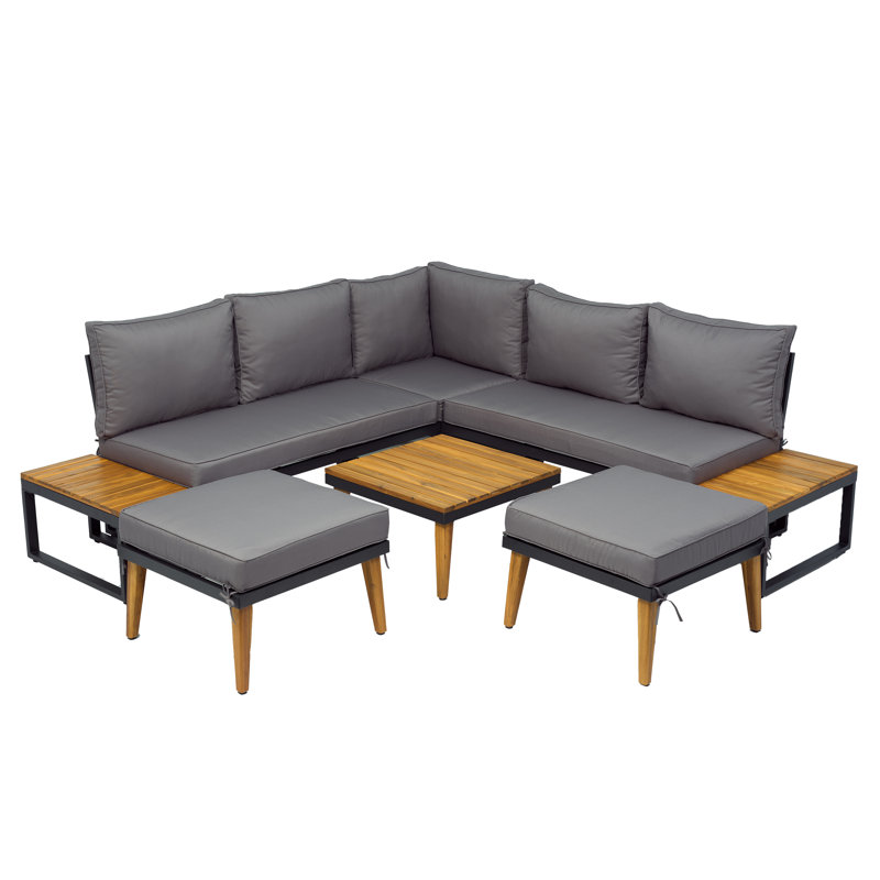 Ensemble de conversation pour patio avec repose-pieds, Gris
