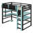 Wood Loft Bed With Desk,Side Storage Rack,Multi-Storage Shelves And RGB Light-1469039325-1469039327