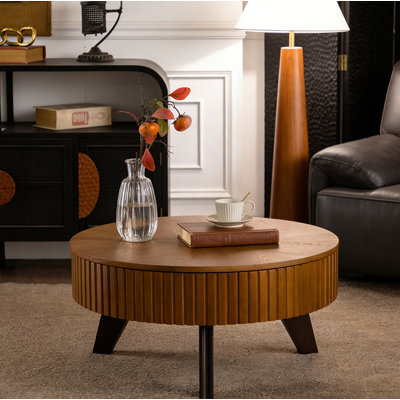 Table basse ronde avec espace de rangement