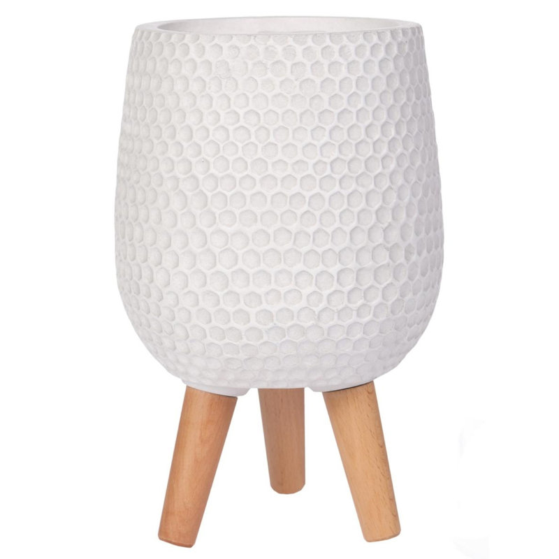 Honeycomb Style Egg Planter with Feet, 43cm H x 30cm W x 30cm D, White