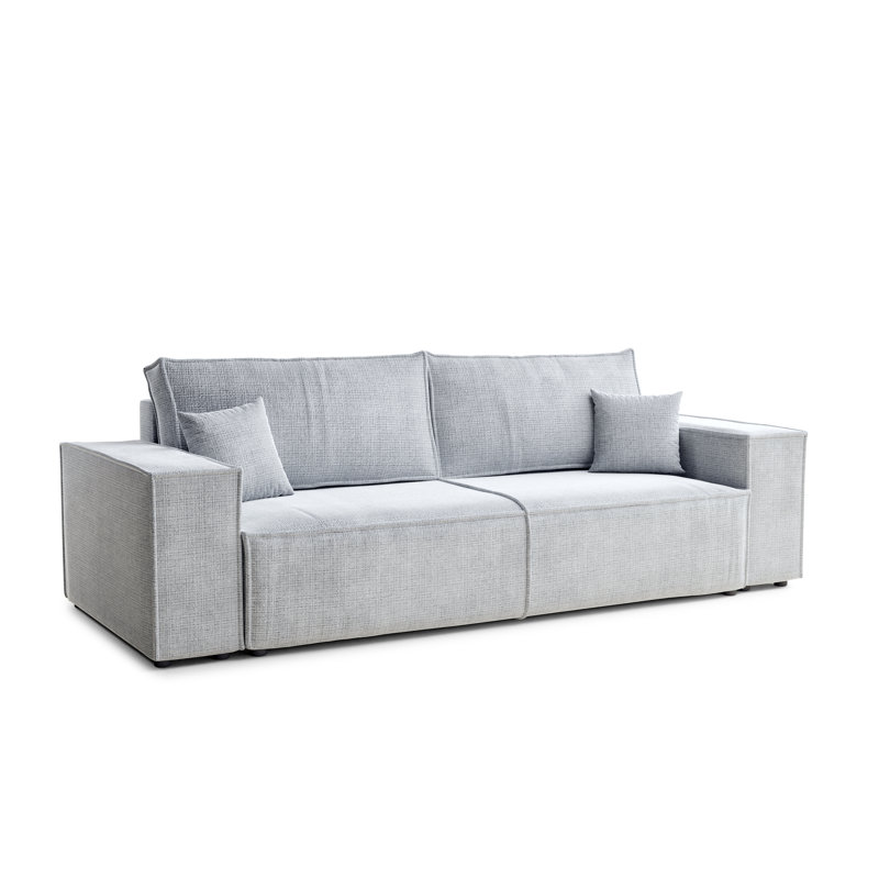 3 Seater Reclining Sofa, Grey Polyester/Chenille