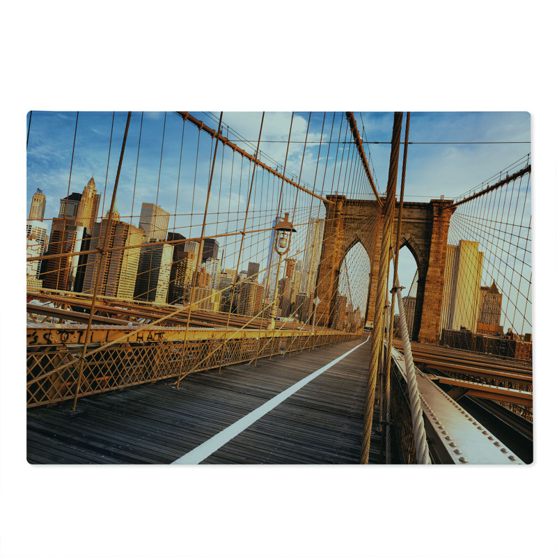 Planche à découper Ambesonne États-Unis grande taille NYC Architecture brun pâle bleu pâle