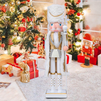 Figurine de Noël casse-noisette et soldat casse-noisette avec chapeau, dessus de table festif et manteau de cheminée, décoration de Noël