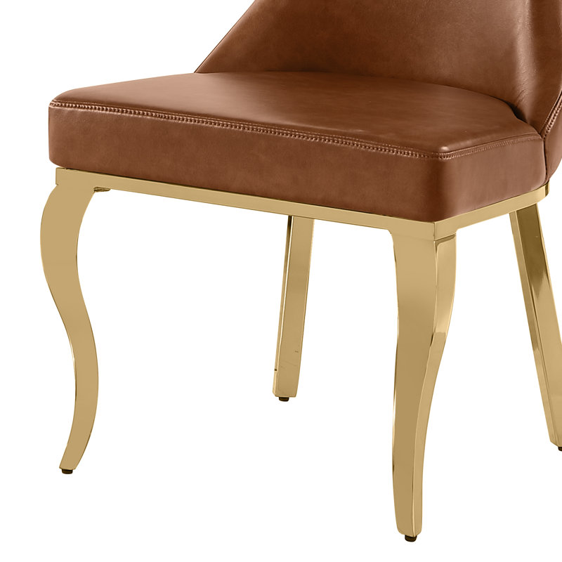 Ensemble de salle à manger en marbre blanc Grand avec chaises d'appoint Leathaire, Caramel