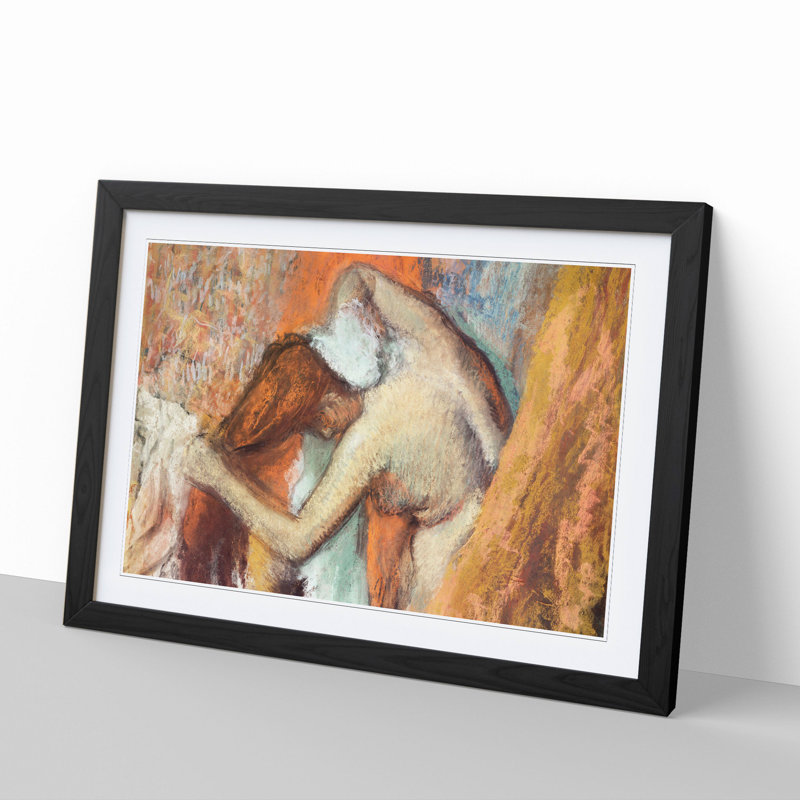 Nude Woman Vol.4 by Edgar Degas - Picture Frame Painting, 36cm H x 48cm W x 2cm D, Black Framed