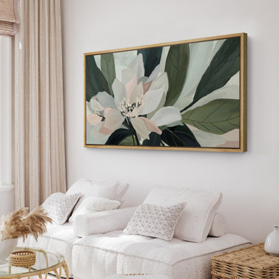 Abstrait sauge vert botanique fleur Art Mid Century Modern Boho Art mural horizontal Art déco