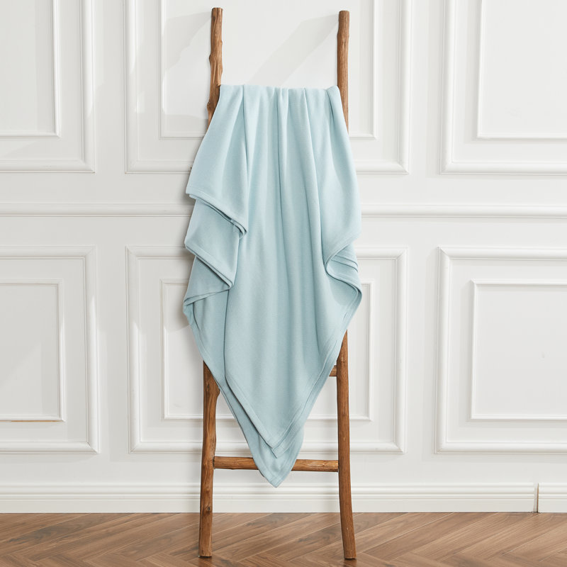 Couverture en coton rayonne de bambou Diamond, Bleu, Lit simple