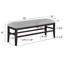 Banc de style contemporain, revêtement gris, finition chêne foncé, salle à manger, look