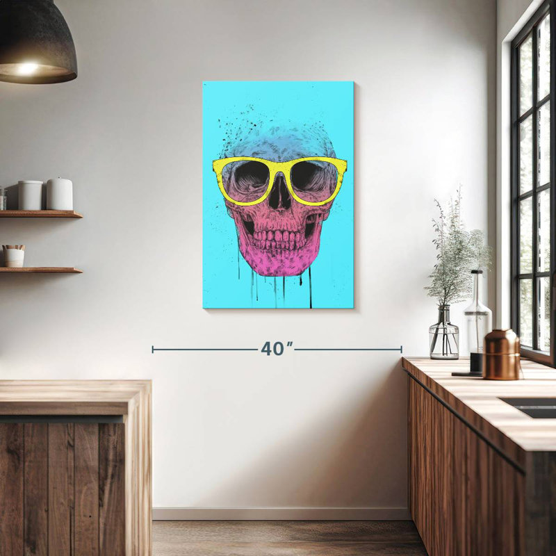 Crâne pop art avec lunettes Kerner, H 36 po x l 24 po