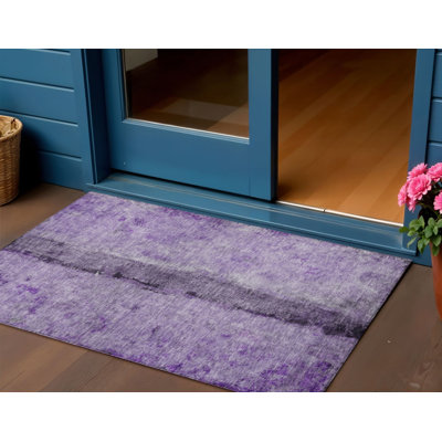 Tapis d'extérieur lavable abstrait mauve et lavande 3 pi x 5 pi