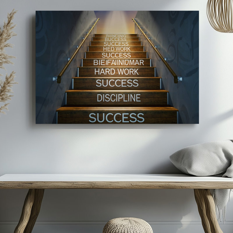 La toile crée une image d’un escalier qui monte dans un art mural lumineux, H 30 po x l 40 po