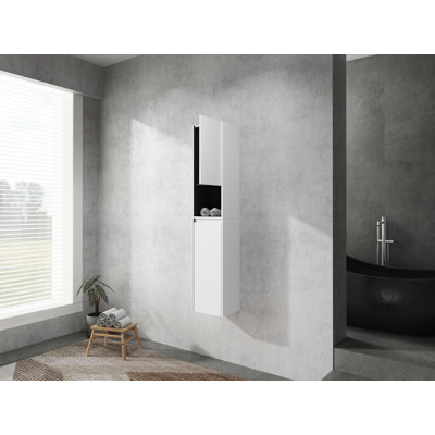 12" Bathroom Side Cabinet,2-Soft Close Doors,Float Mounting Design,12*2(KD-Packing)