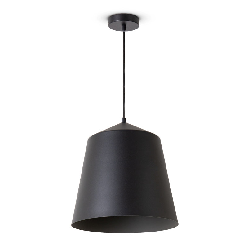 Cone pendant light 1-light Port, 193cm H x 36.5cm W x 36.5cm D, Black/Grey