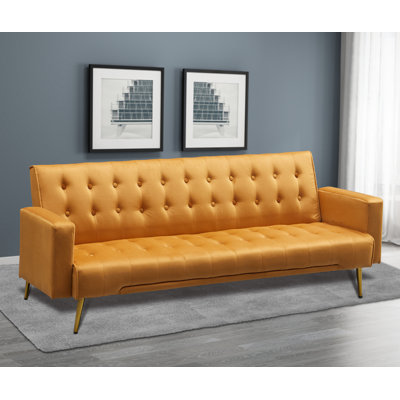 Verdeen Twin 74'' Velvet Convertible Sofa