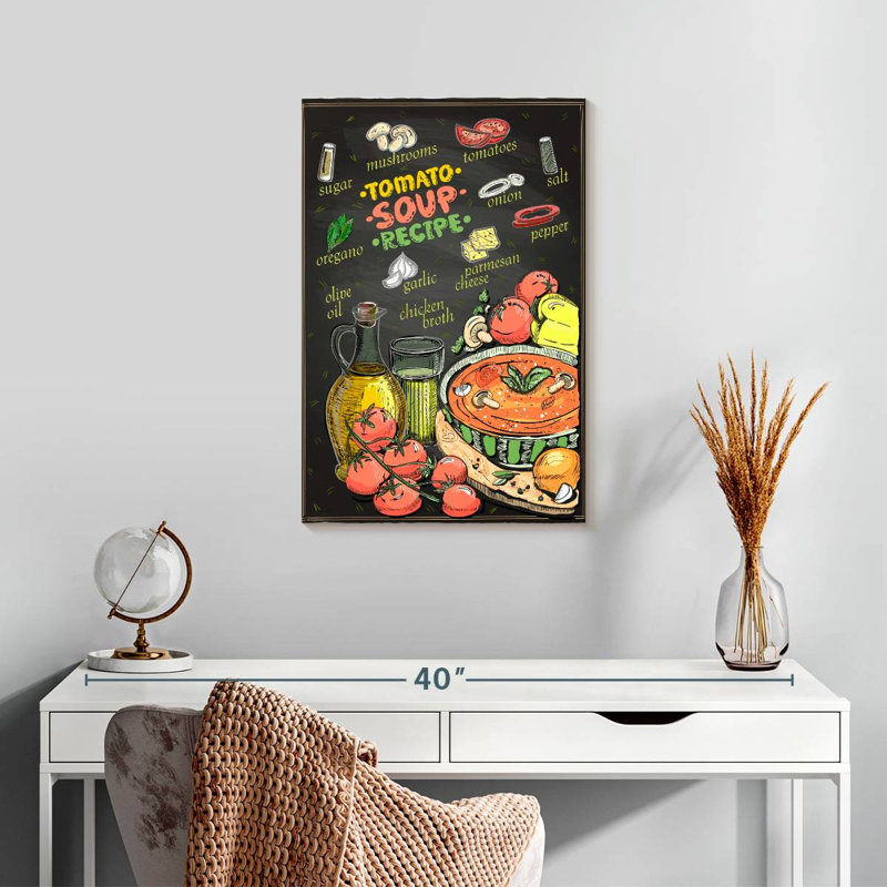 Art numérique, recette de soupe à la tomate, H 24 po x l 16 po