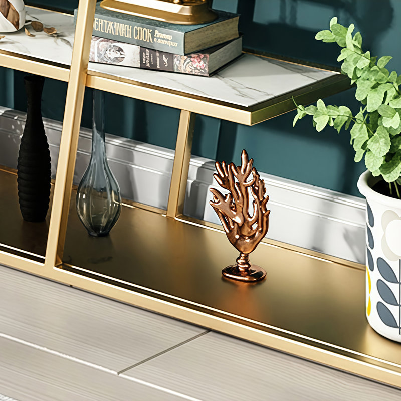 Fazeley, (7 Shelves) 78.7"H x 47.2"W x 11.8"D, Doré / marbre blanc