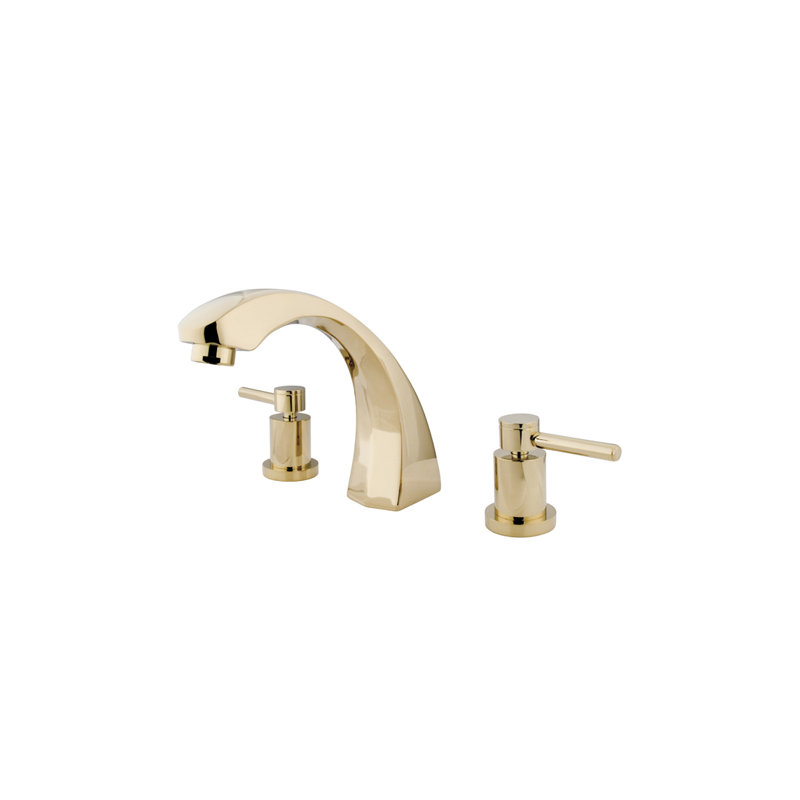 South Beach Double Handle Deck Mounted Roman Tub Faucet, Polished Brass