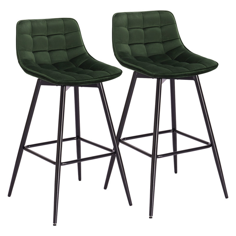 Heyman Upholstered Counter Stool, Dark Green