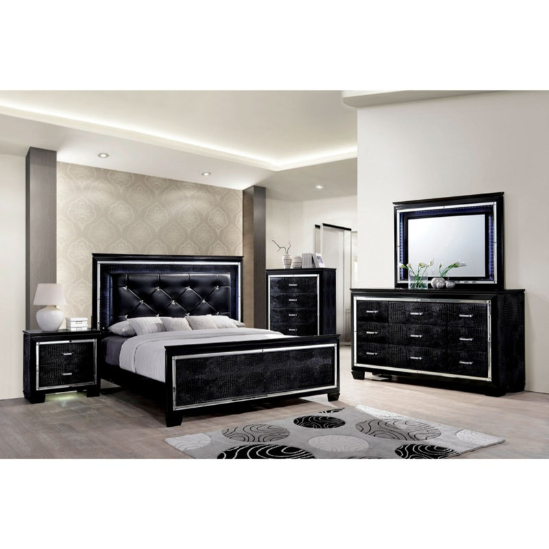 Galle Solid Wood 38'' W 5 - Drawer Dresser, Black