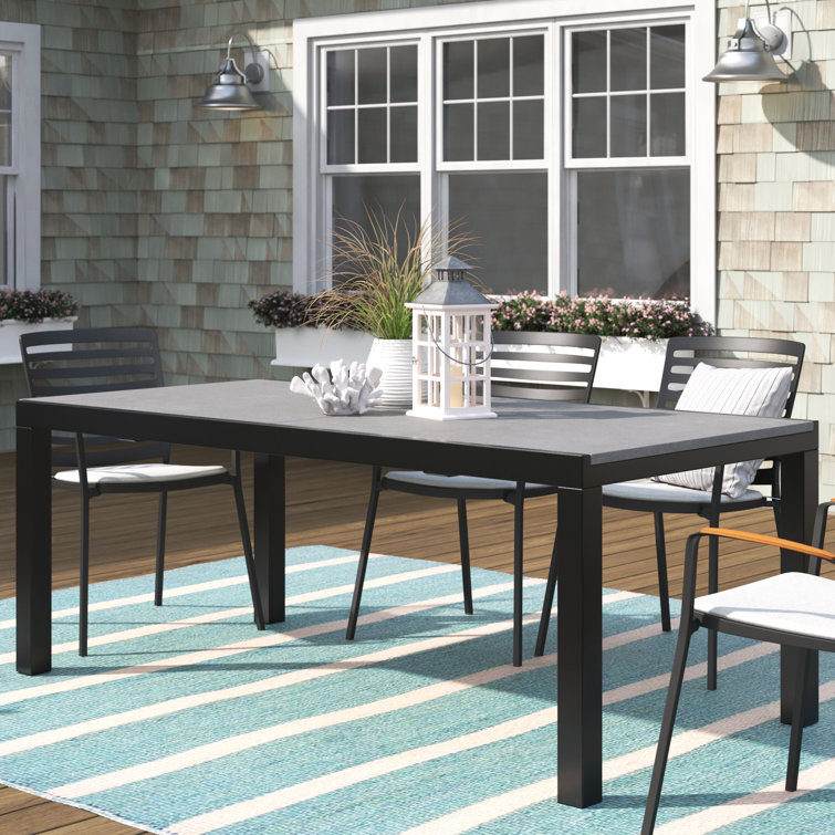 Ajha Extendable Rectangular Metal Outdoor Dining Table