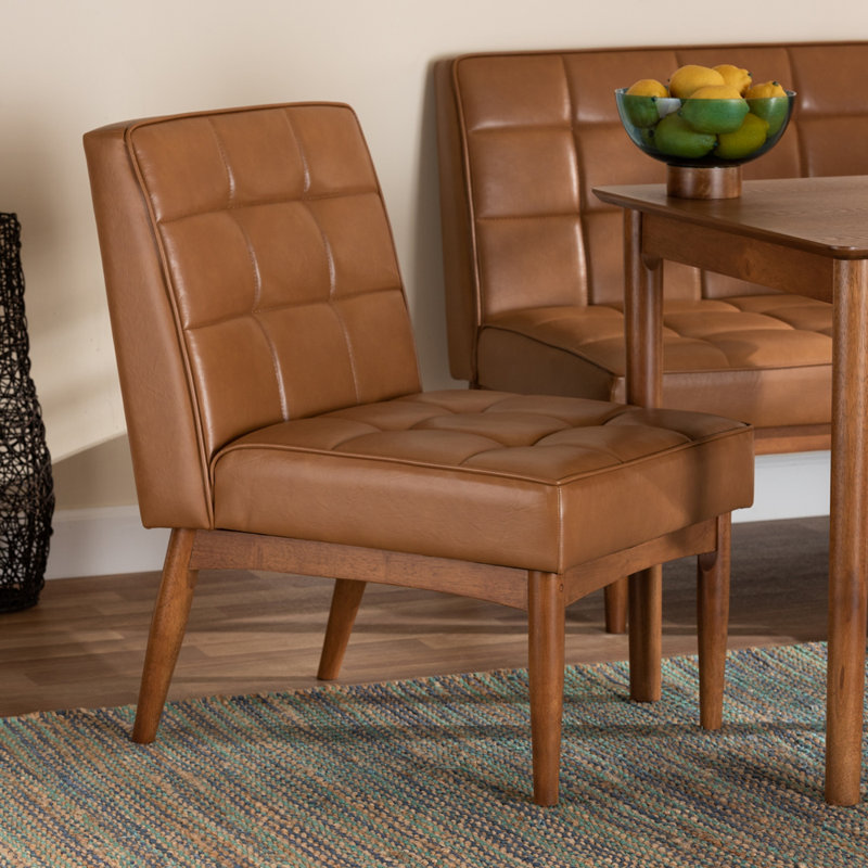 Faux Leather Upholstered Side Chair, Tan