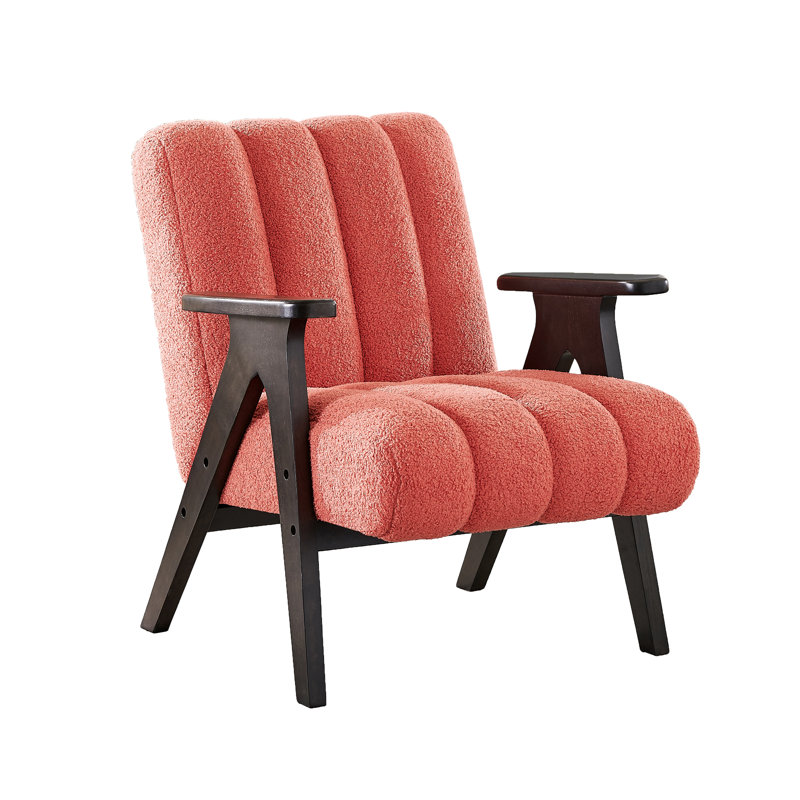 Chaise à structure en bois avec décor contemporain corail douillet et moelleux, Corail