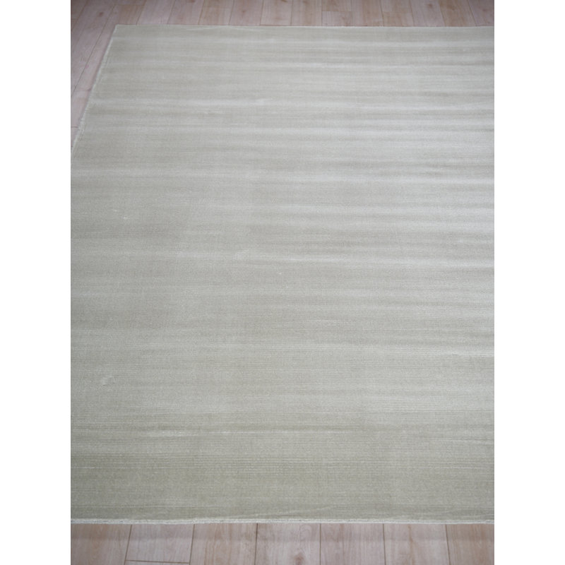 Pavia Modern Handmade Silky Nylon, Light Silver Area Rug, Rectangle 9' x 12'