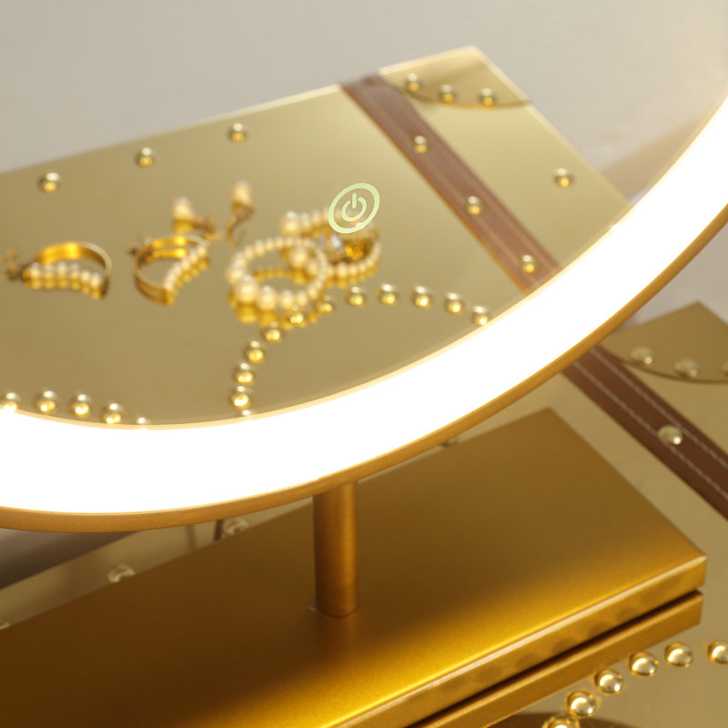 Miroir de coiffeuse à DEL avec lumières, Doré
