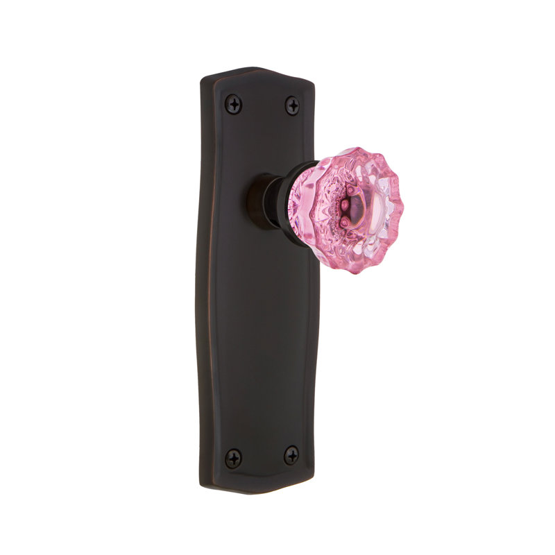 Plaque Prairie avec bouton de porte rose cristal, Bronze intemporel